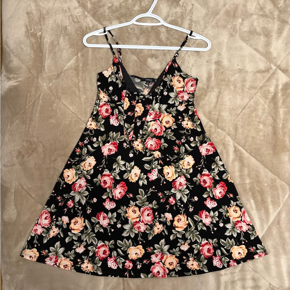 Floral Black Mini Dress